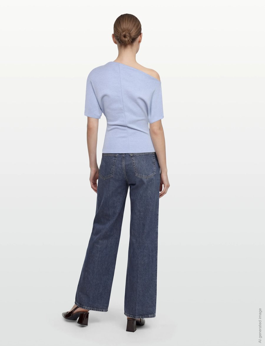 Gina Tricot - Soft asymmetric top - crop tops - brunnera blue (5435) - 4