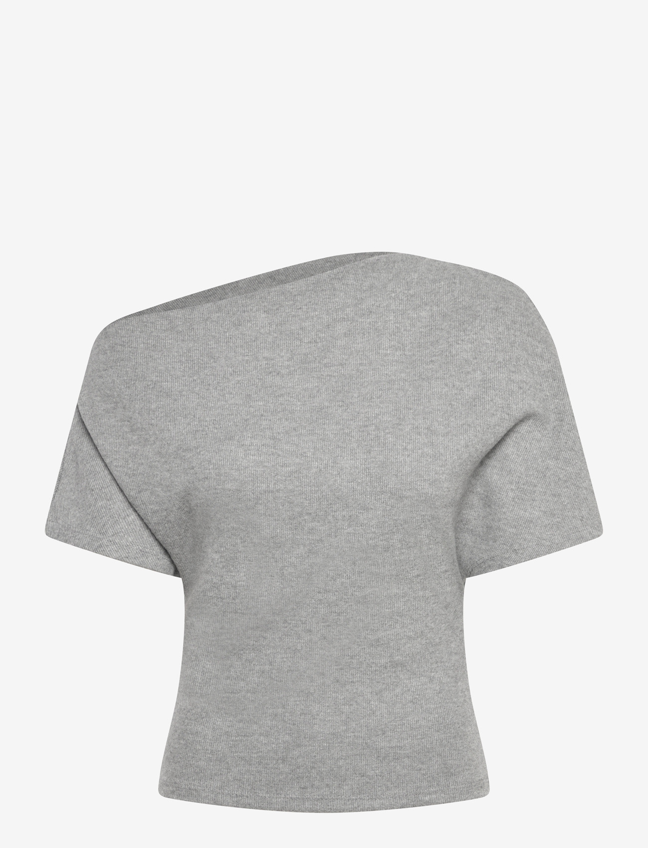 Gina Tricot - Soft asymmetric top - crop tops - grey melange (8181) - 1