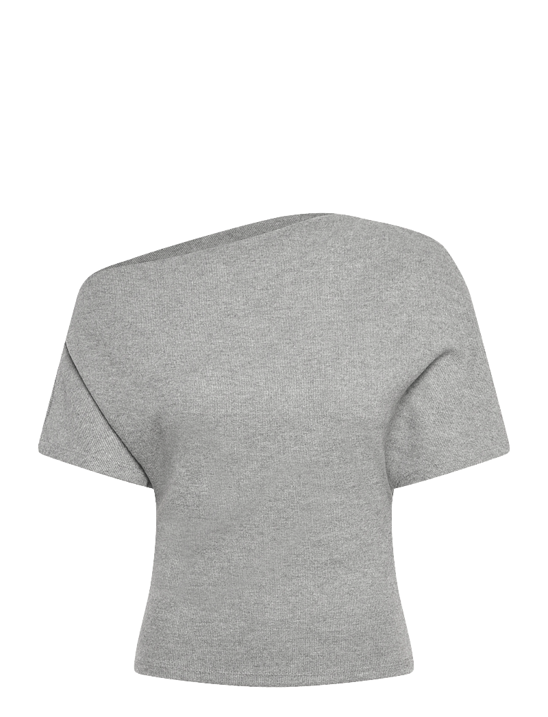 Gina Tricot - Soft asymmetric top - crop tops - grey melange (8181) - 1