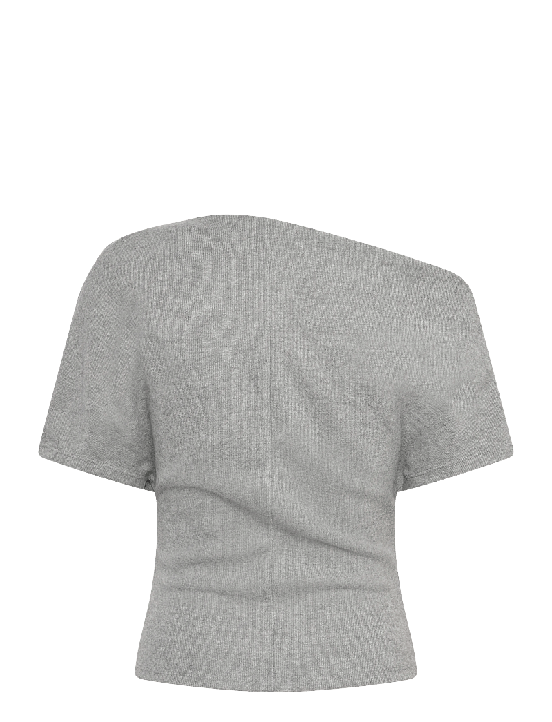 Gina Tricot - Soft asymmetric top - crop tops - grey melange (8181) - 2