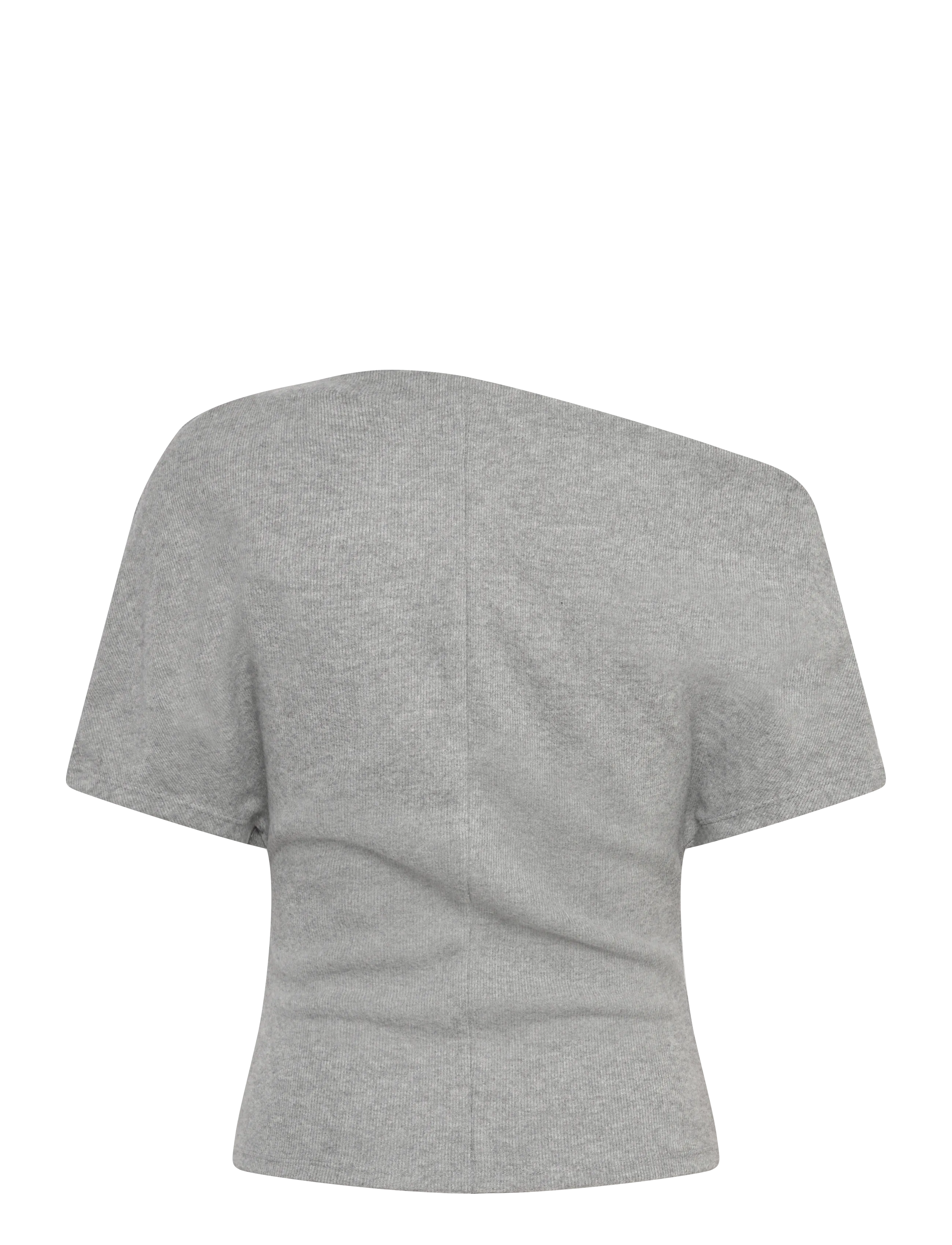 Gina Tricot - Soft asymmetric top - crop tops - grey melange (8181) - 2