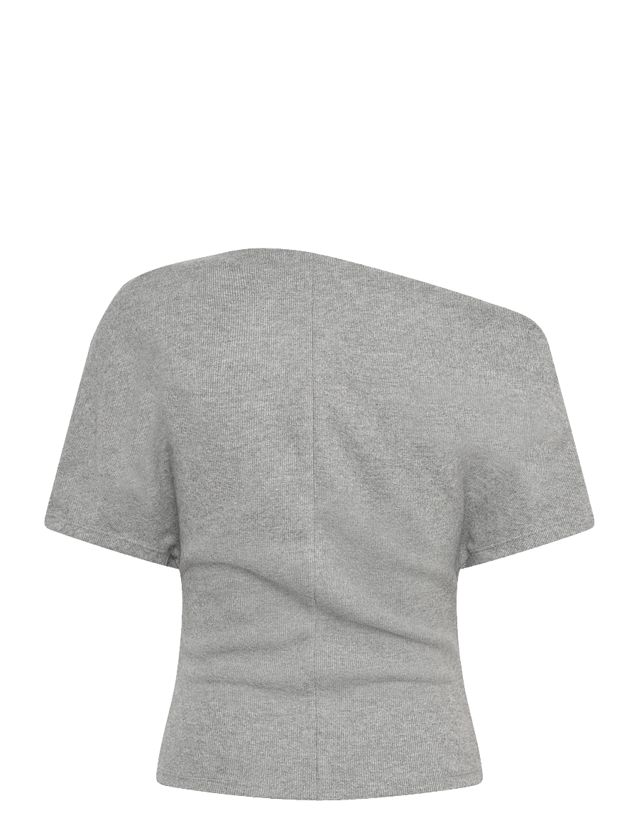 Gina Tricot - Soft asymmetric top - crop tops - grey melange (8181) - 2