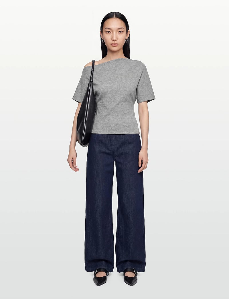 Gina Tricot - Soft asymmetric top - crop tops - grey melange (8181) - 0