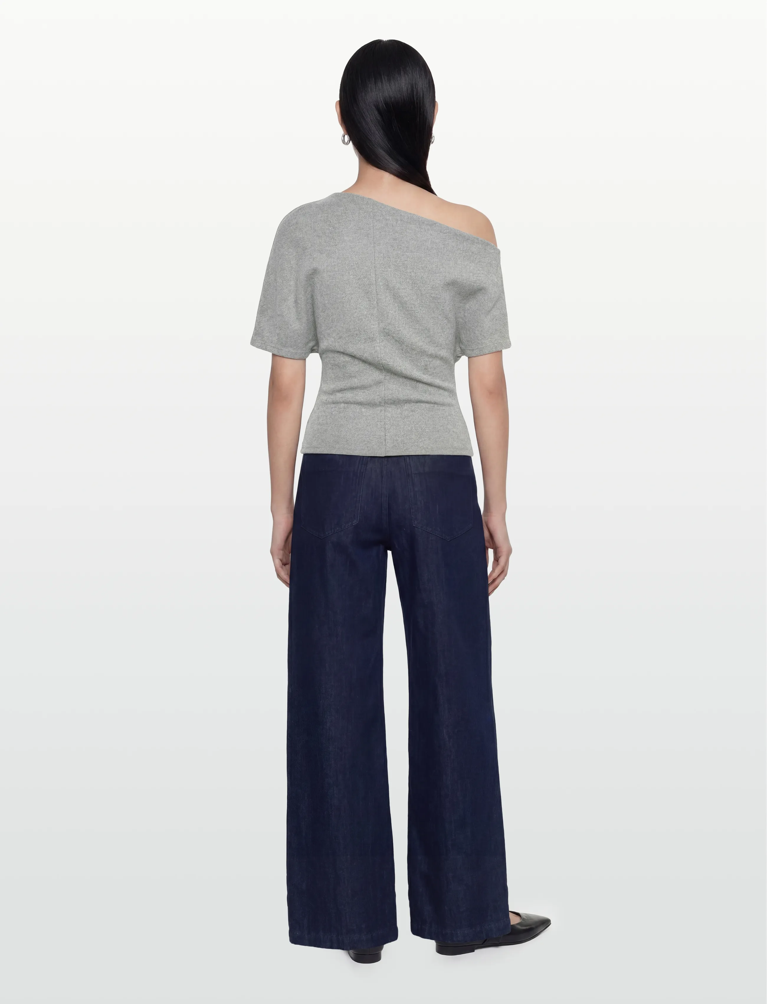 Gina Tricot - Soft asymmetric top - crop tops - grey melange (8181) - 4