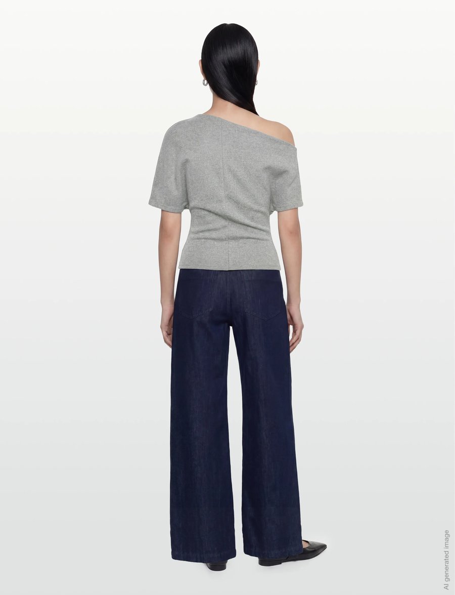 Gina Tricot - Soft asymmetric top - crop tops - grey melange (8181) - 4