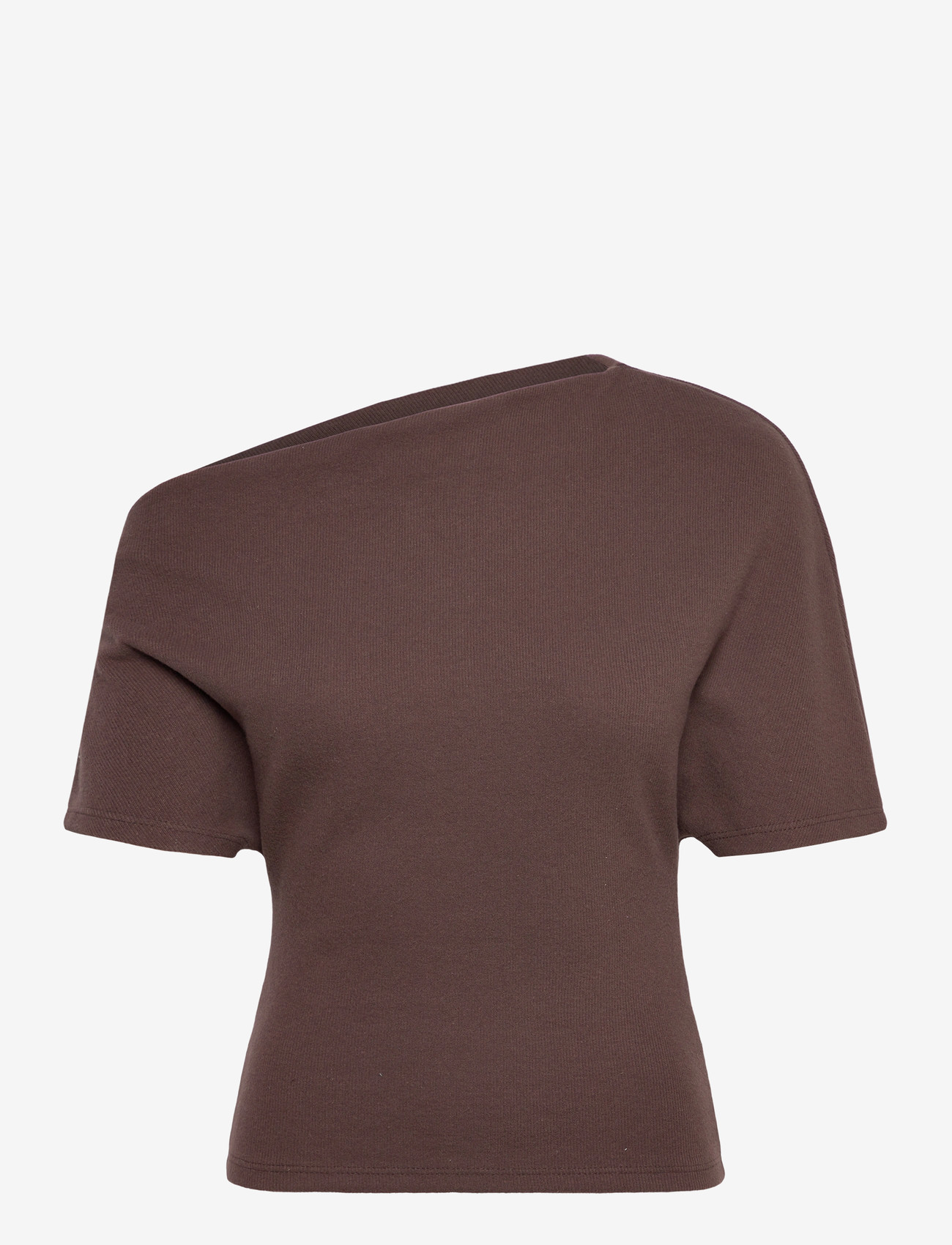 Gina Tricot - Soft asymmetric top - crop tops - seal brown (7083) - 1
