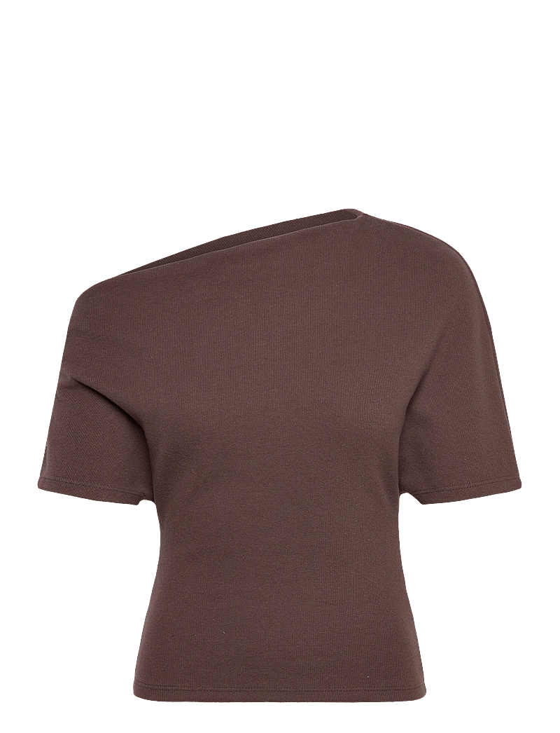 Gina Tricot - Soft asymmetric top - crop tops - seal brown (7083) - 1