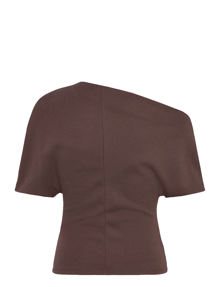 Gina Tricot - Soft asymmetric top - crop tops - seal brown (7083) - 2
