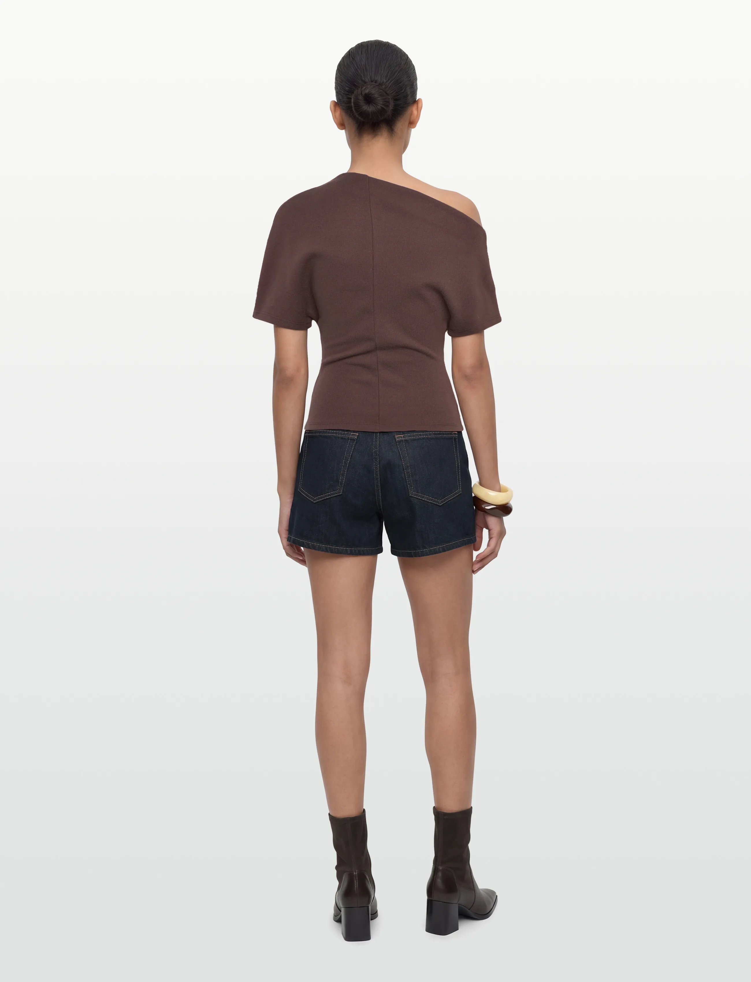 Gina Tricot - Soft asymmetric top - crop tops - seal brown (7083) - 4