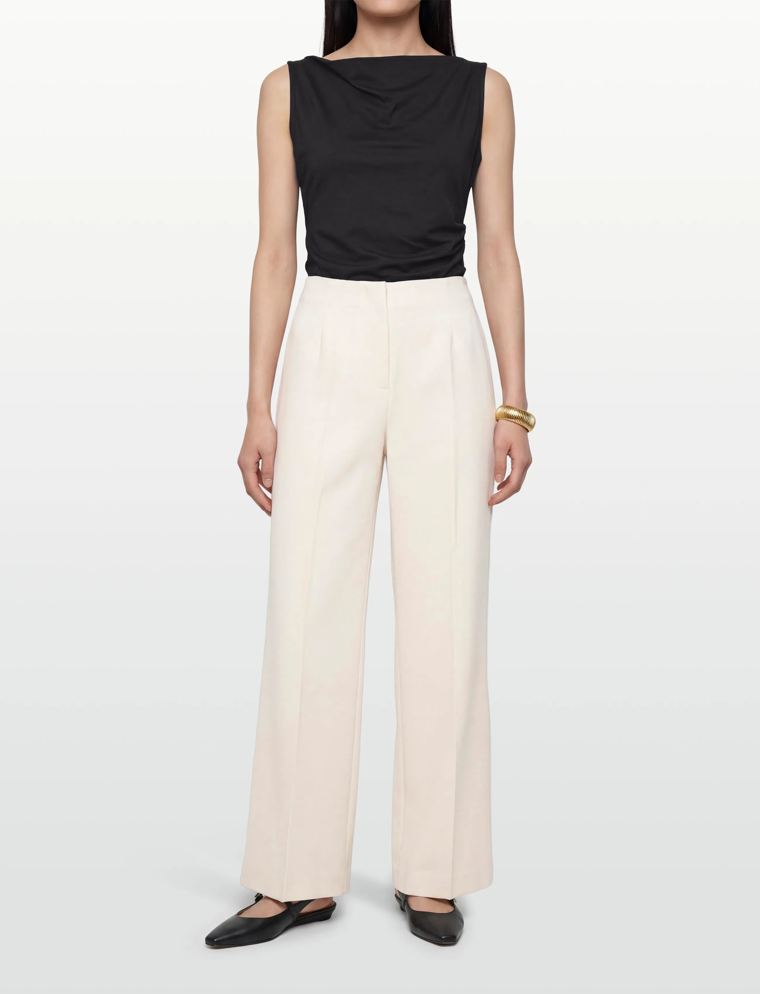 Gina Tricot - High waist wide trousers - bukser med brede ben - creme (1263) - 3