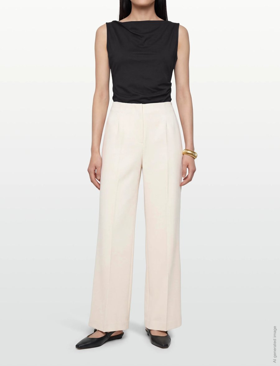 Gina Tricot - High waist wide trousers - wide leg trousers - creme (1263) - 3