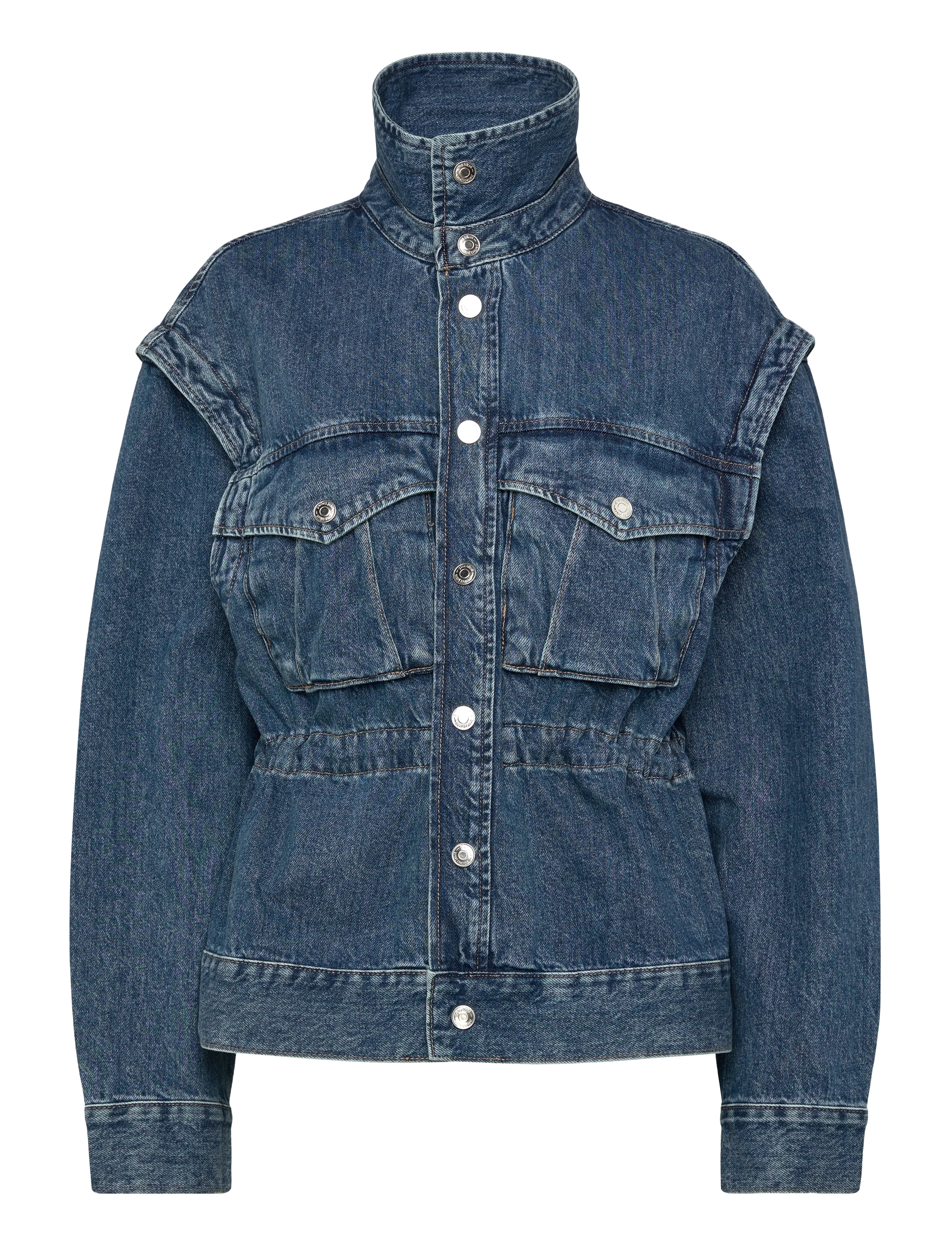 Gina Tricot Office cargo denim jacket - Transitional Layering - MID BLUE / blue