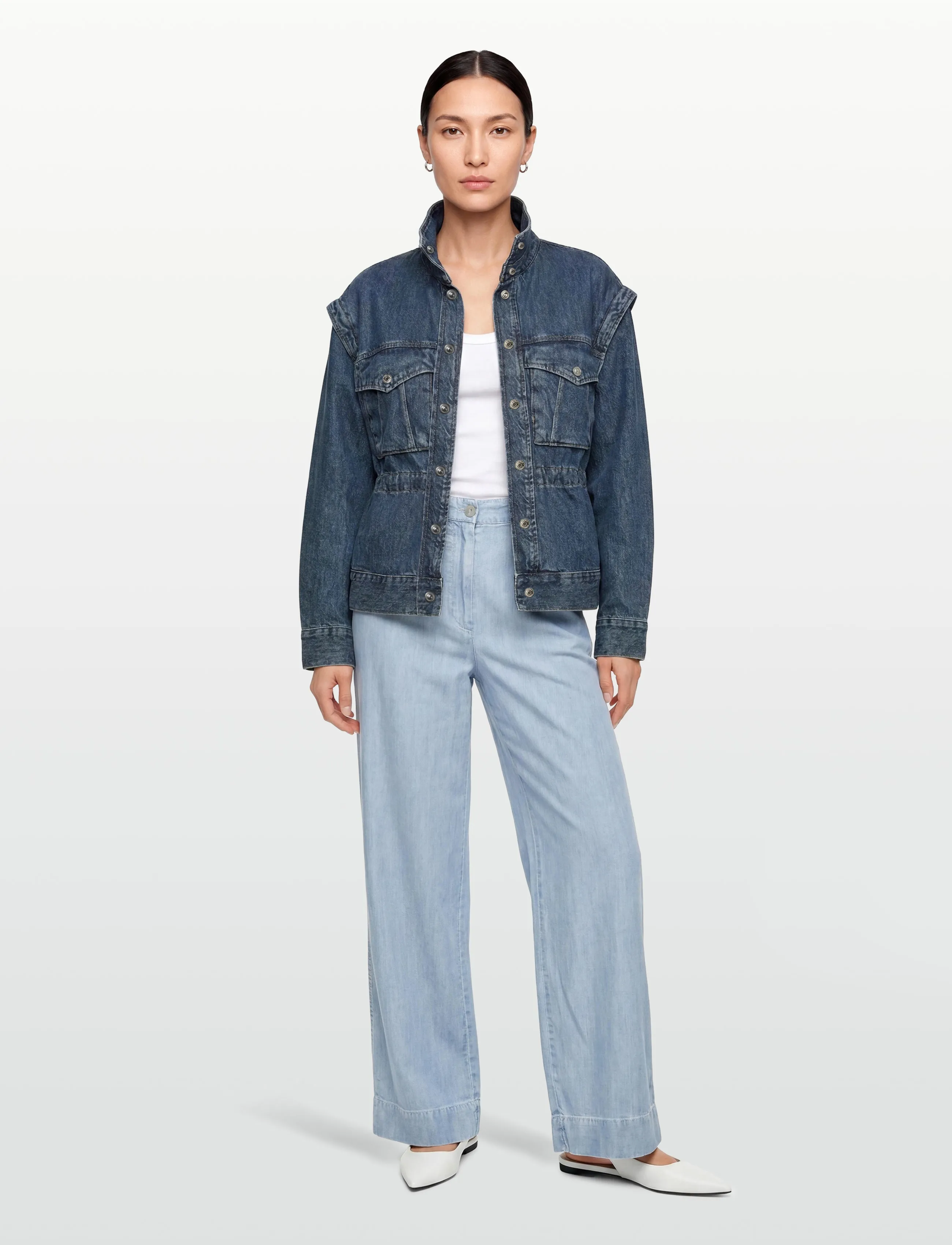 Gina Tricot Office Cargo Denim Jacket, Kvinder, Cargo Denim Jakke, Blå, Str: M
