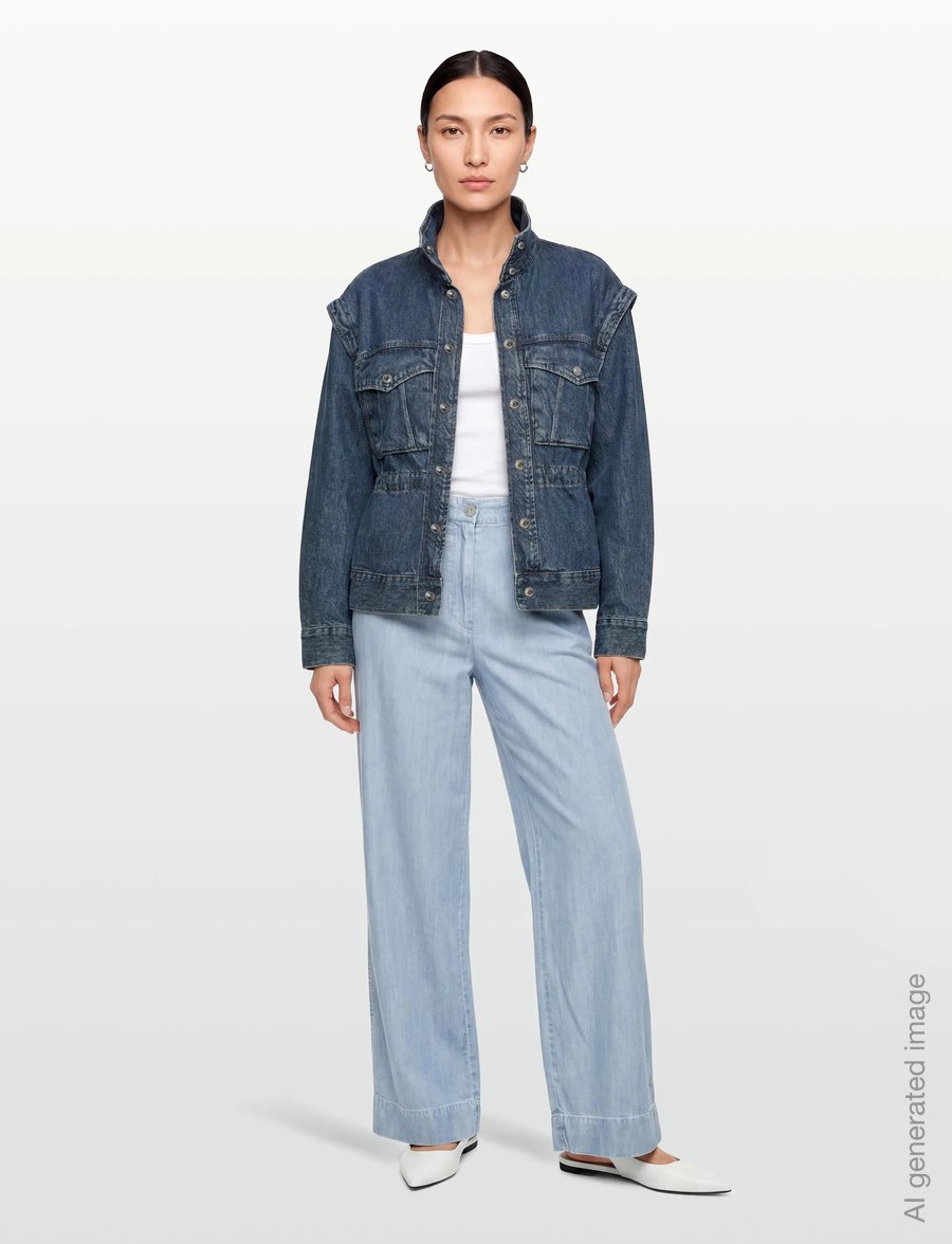 Gina Tricot - Office cargo denim jacket - džinsiniai švarkeliai - mid blue - 0