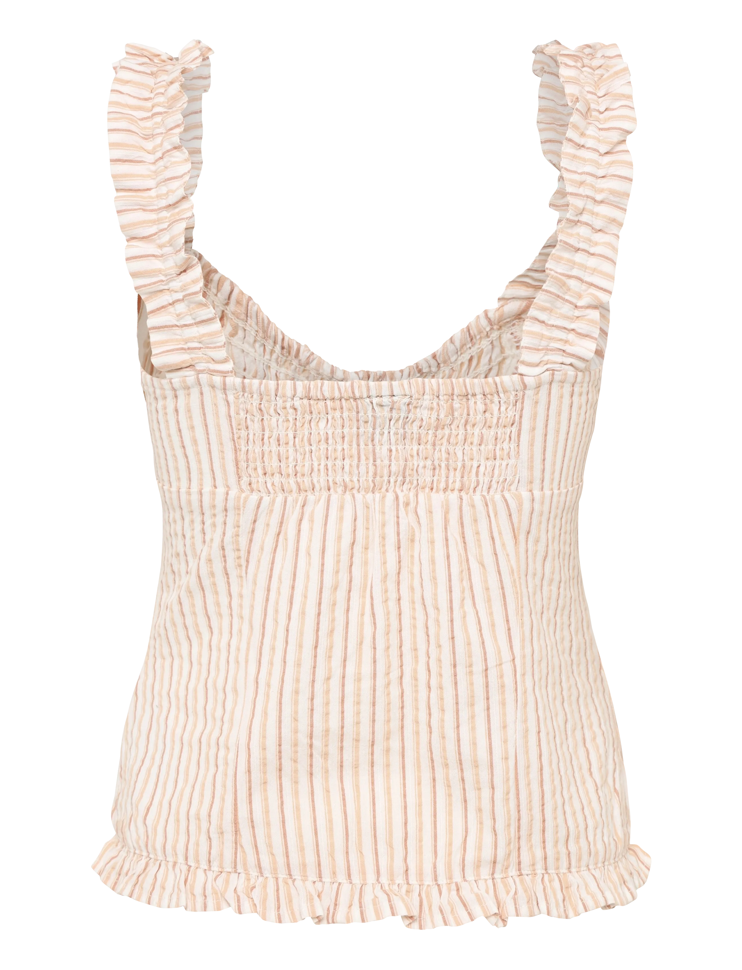 Gina Tricot - Seersucker frill top - Ærmeløse bluser - peach stripe - 1