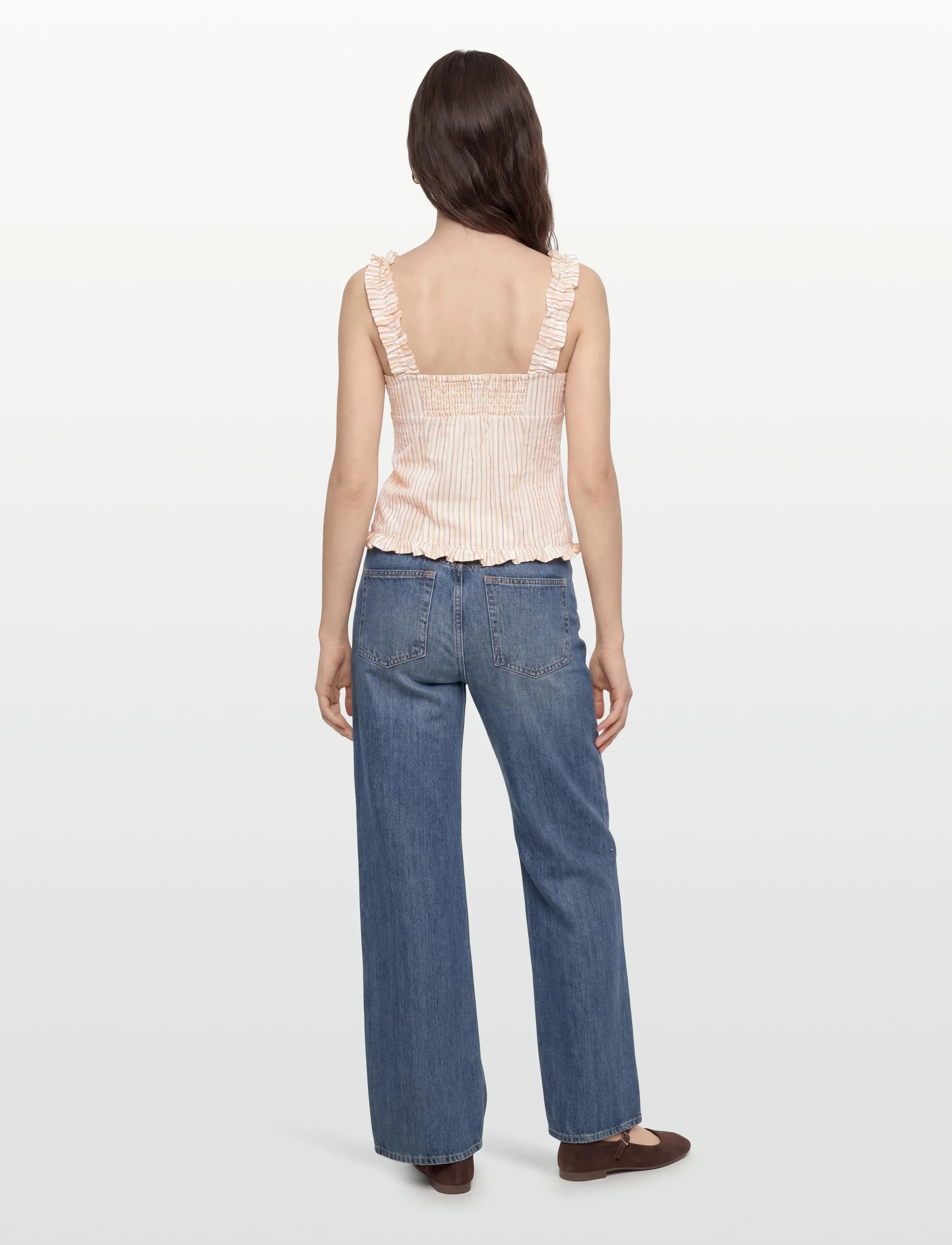 Gina Tricot - Seersucker frill top - Ærmeløse bluser - peach stripe - 5