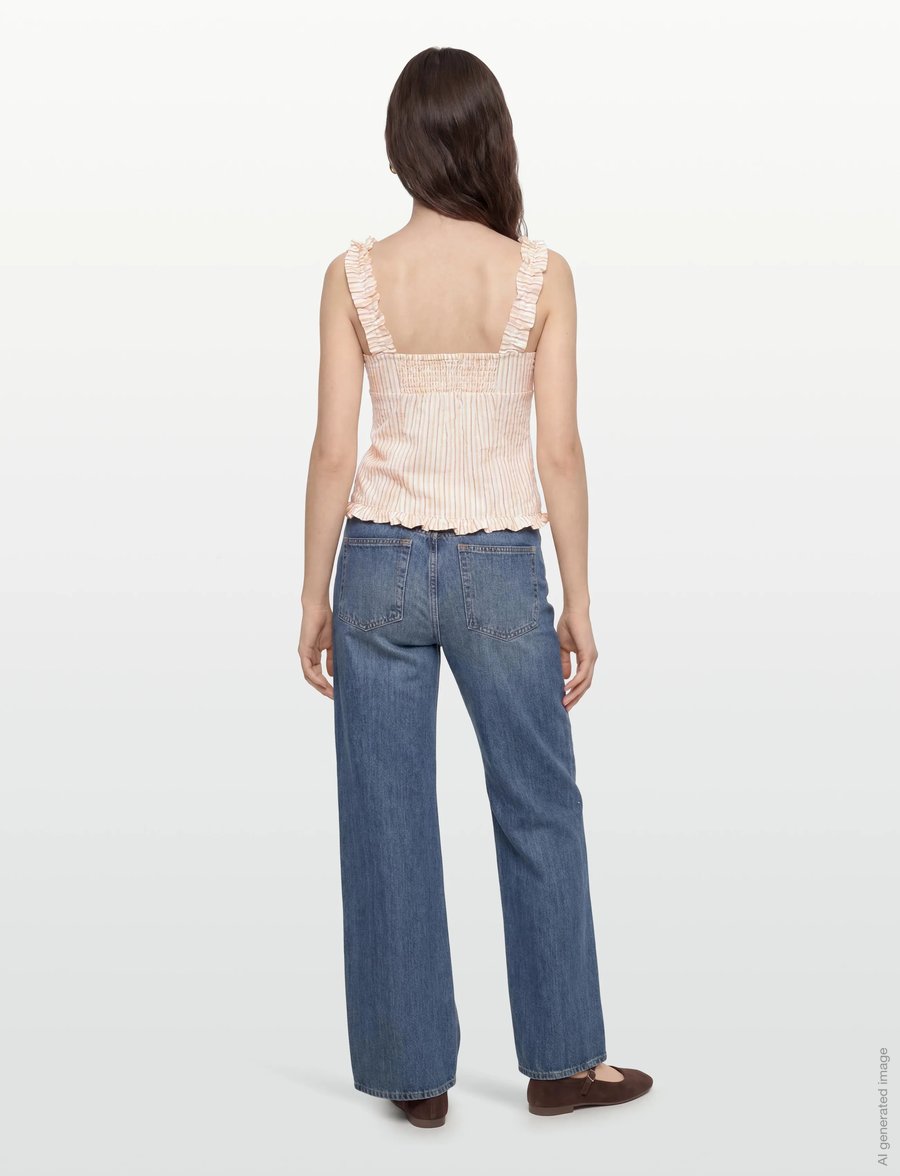 Gina Tricot - Seersucker frill top - Ærmeløse bluser - peach stripe - 5