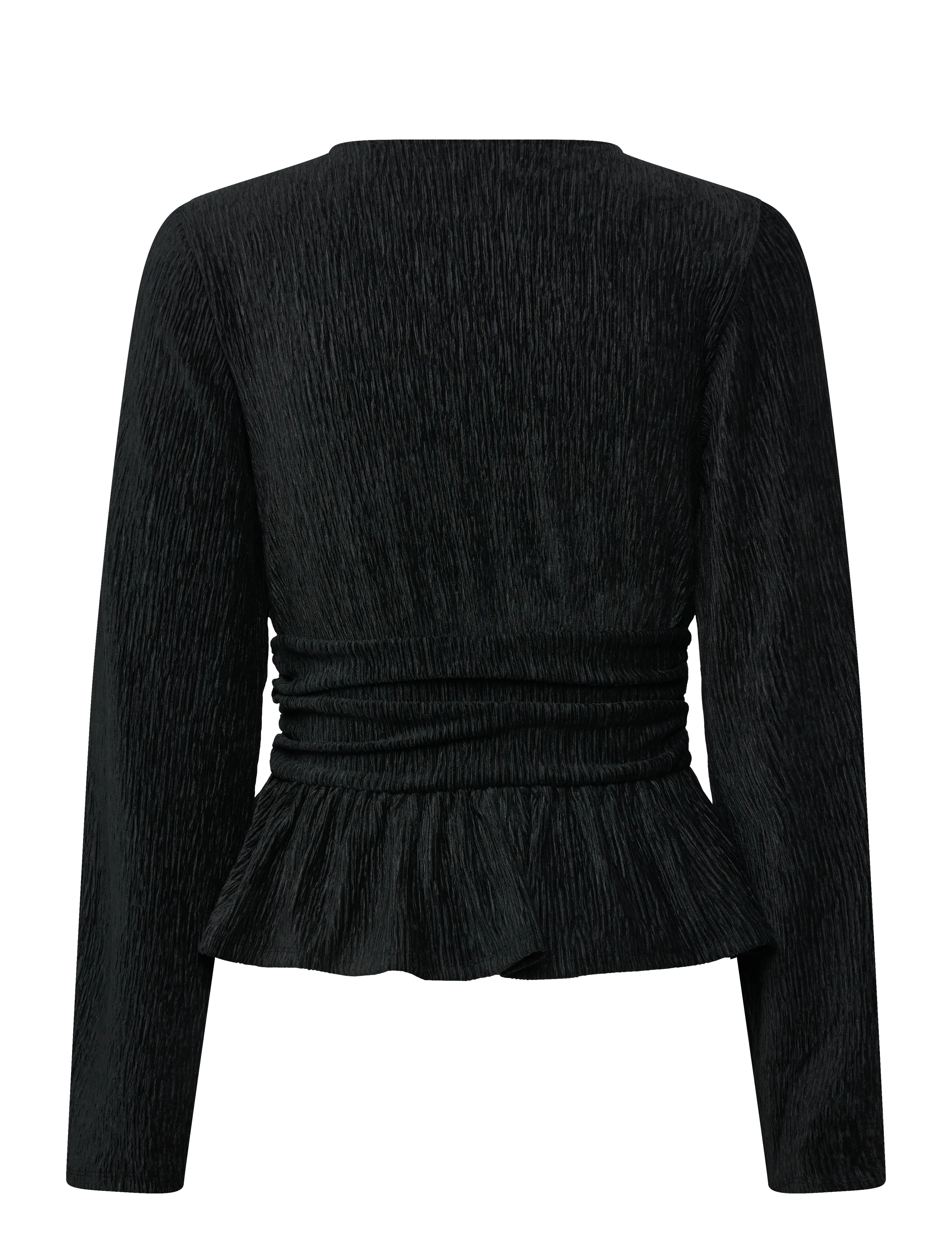 Gina Tricot - Velvet peplum top - langärmlige blusen - black (9000) - 1