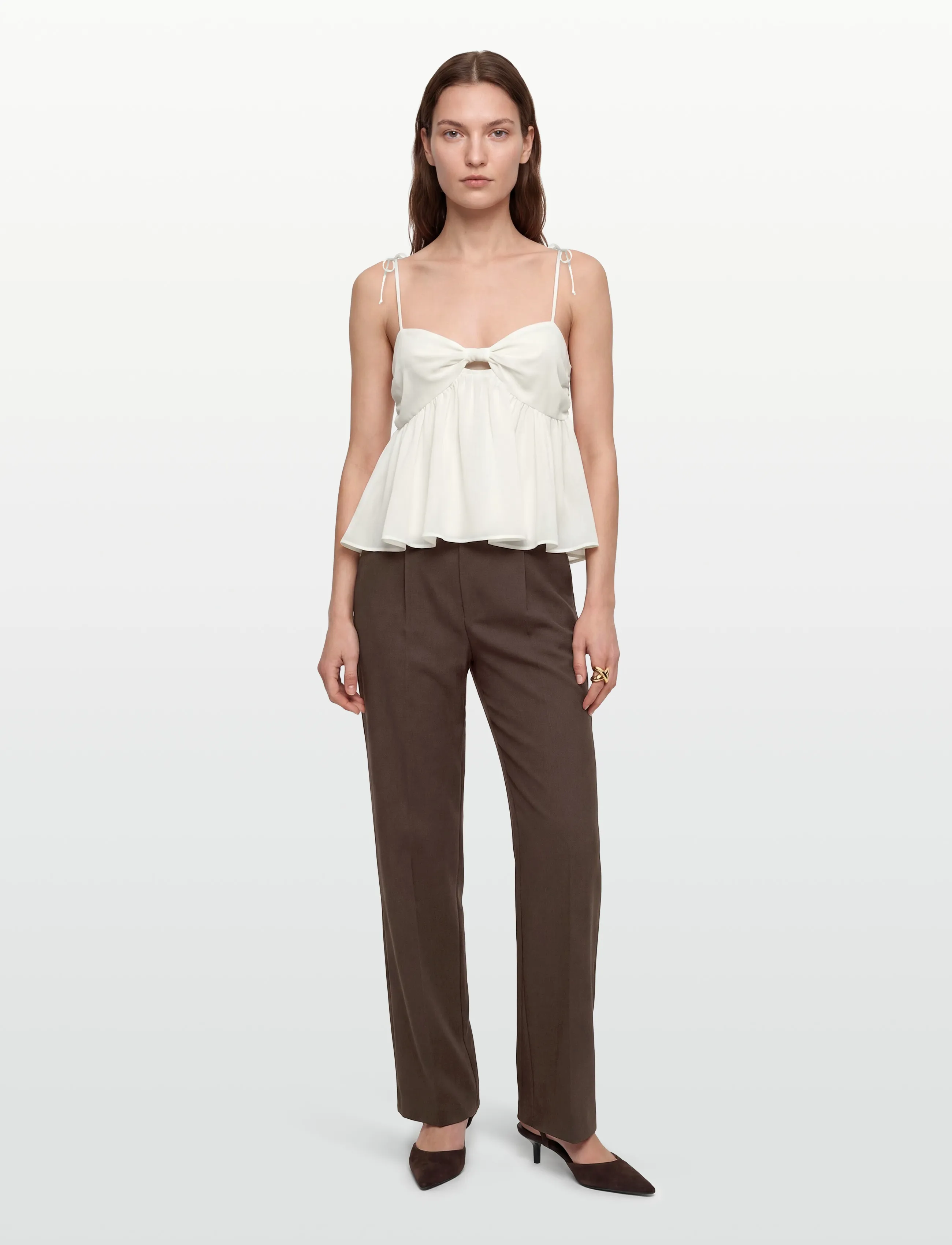 Gina Tricot Chiffon loungewear singlet - Bluser - GARDENIA (1496) / white
