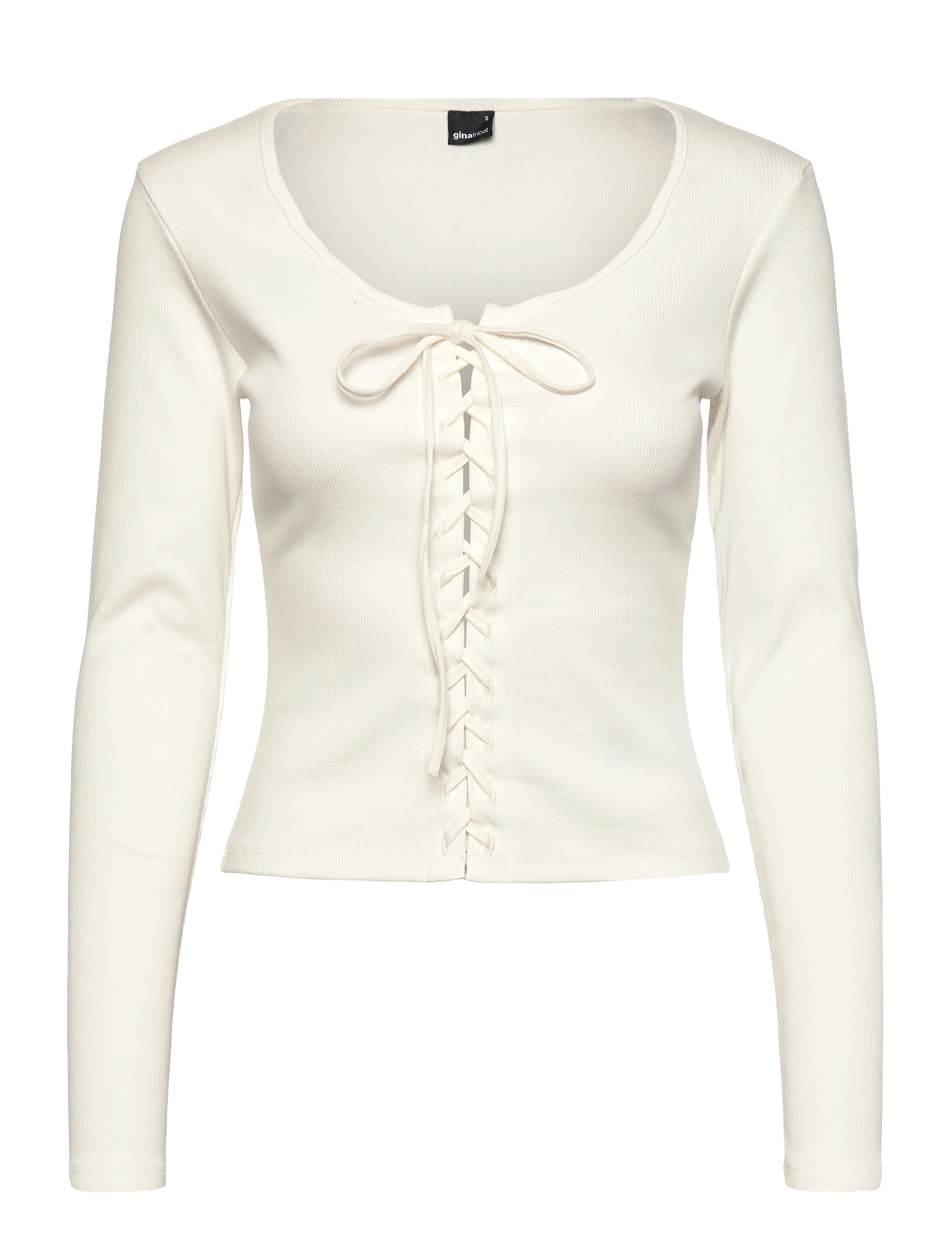 Gina Tricot Lacing top - Transitional Layering - OFFWHITE / white