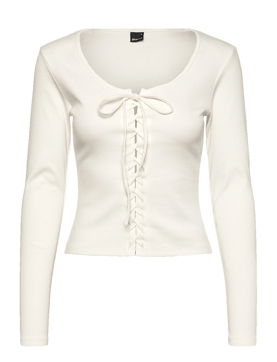 Gina Tricot - Lacing top - pitkähihaiset paidat - offwhite - 0