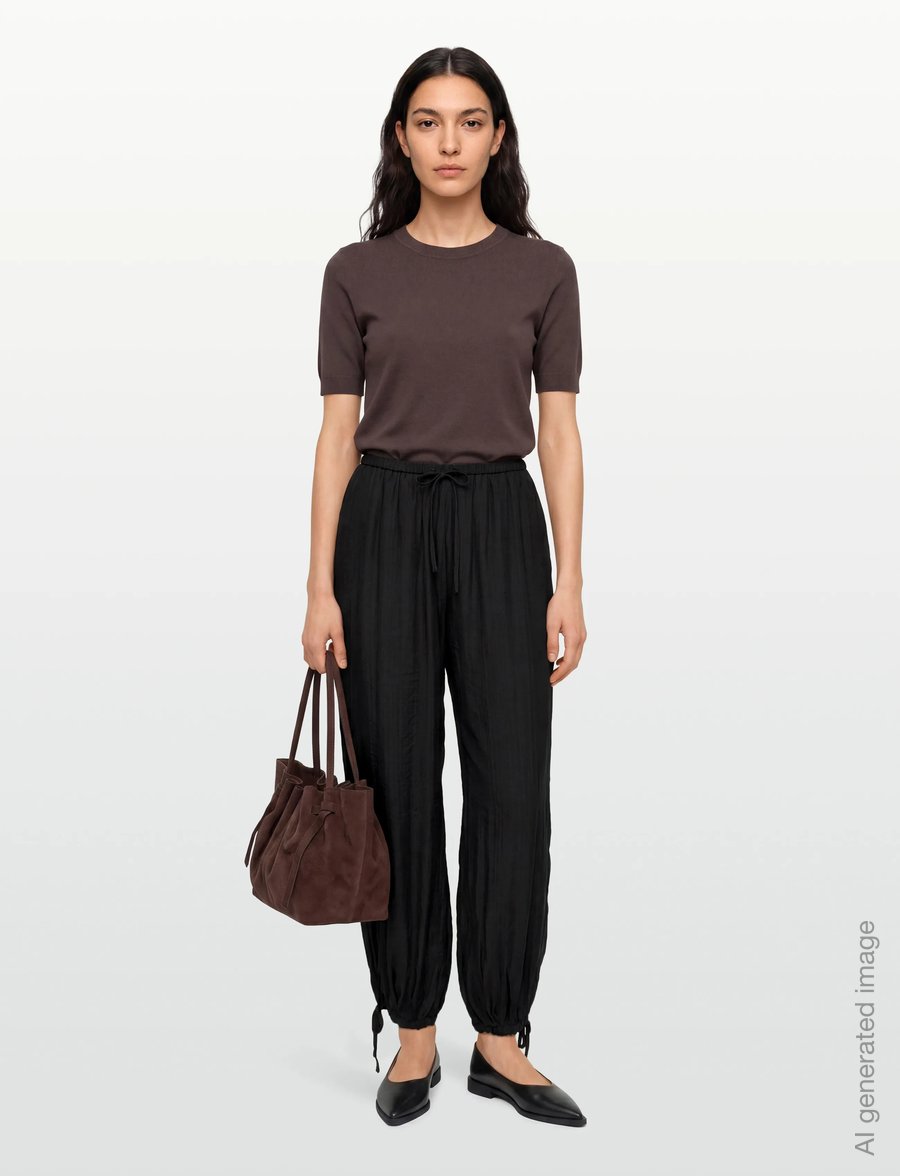 Gina Tricot - Sheer balloon trousers - hosen mit geradem bein - black (9000) - 0