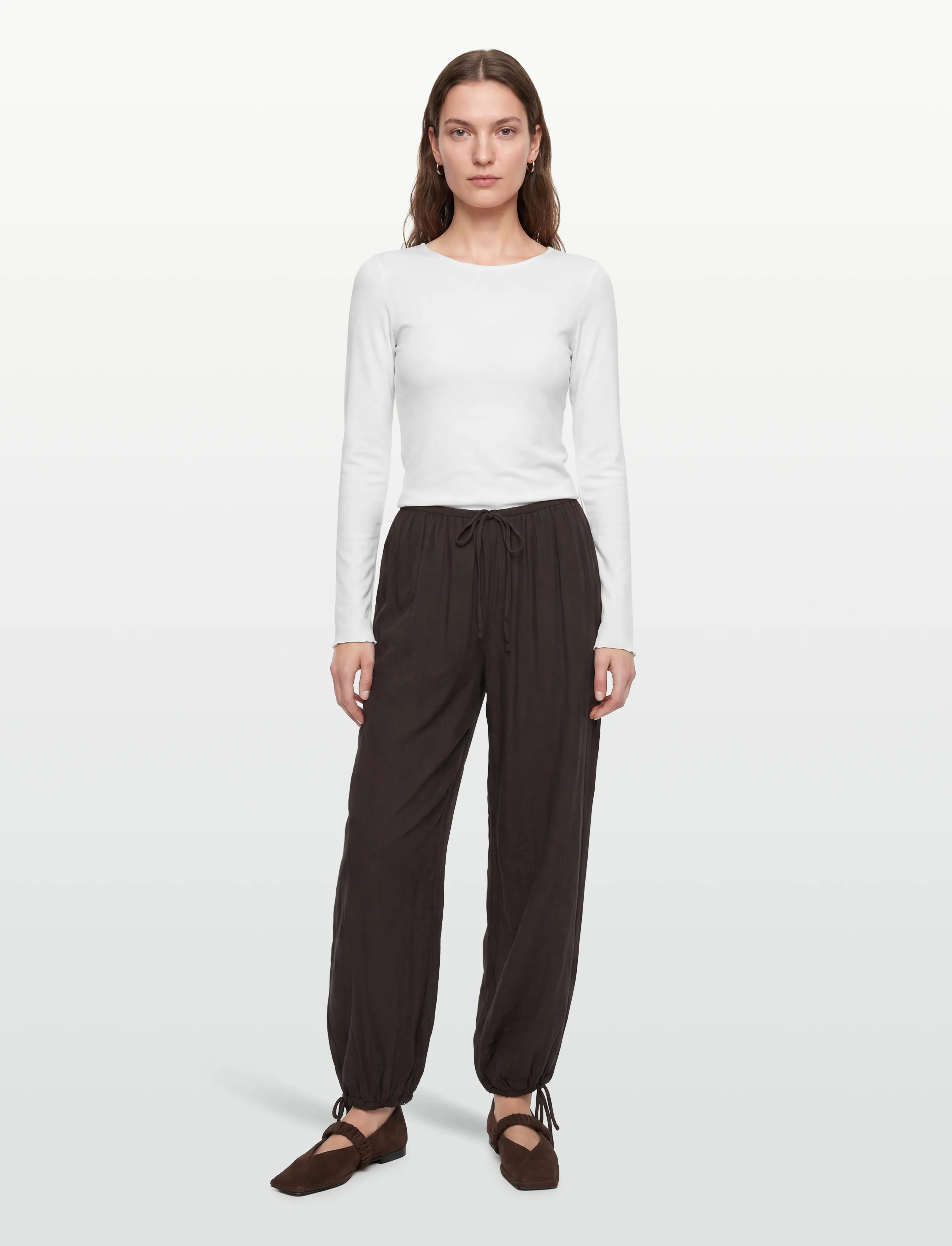 Gina Tricot Sheer Balloon Trousers, XS, Braun - Barrel Frauen