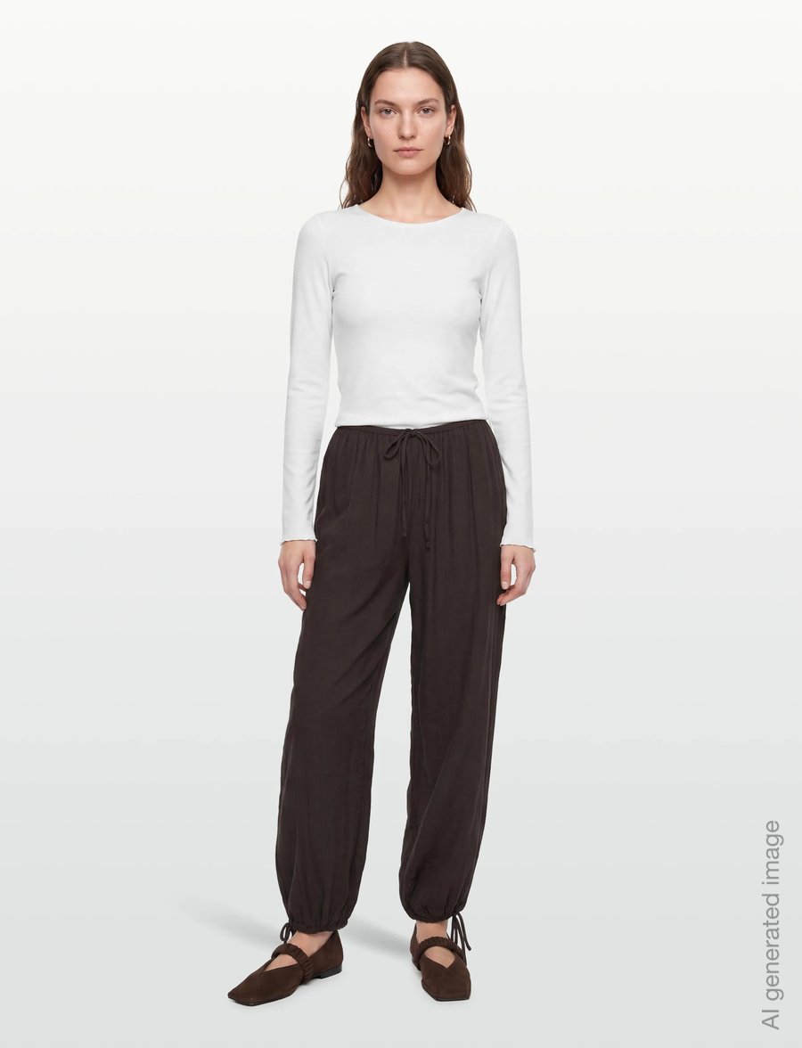 Gina Tricot - Sheer balloon trousers - barrel-bukser - dark brown (7180) - 0
