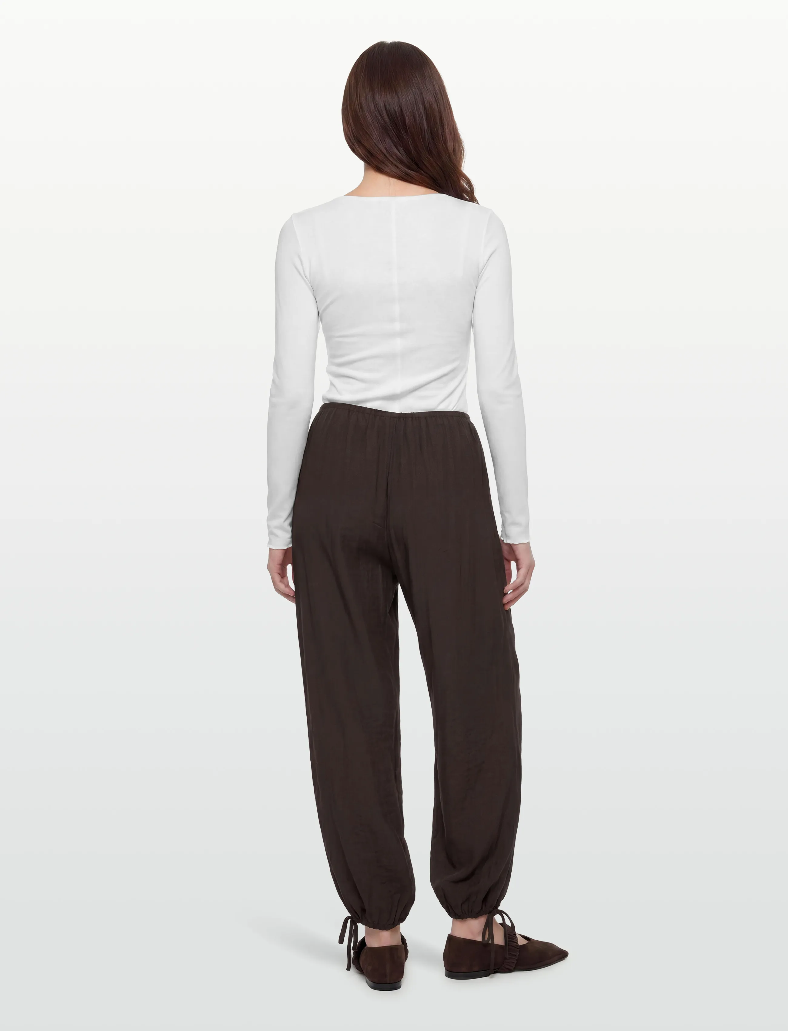 Gina Tricot - Sheer balloon trousers - barrelbyxor - dark brown (7180) - 4