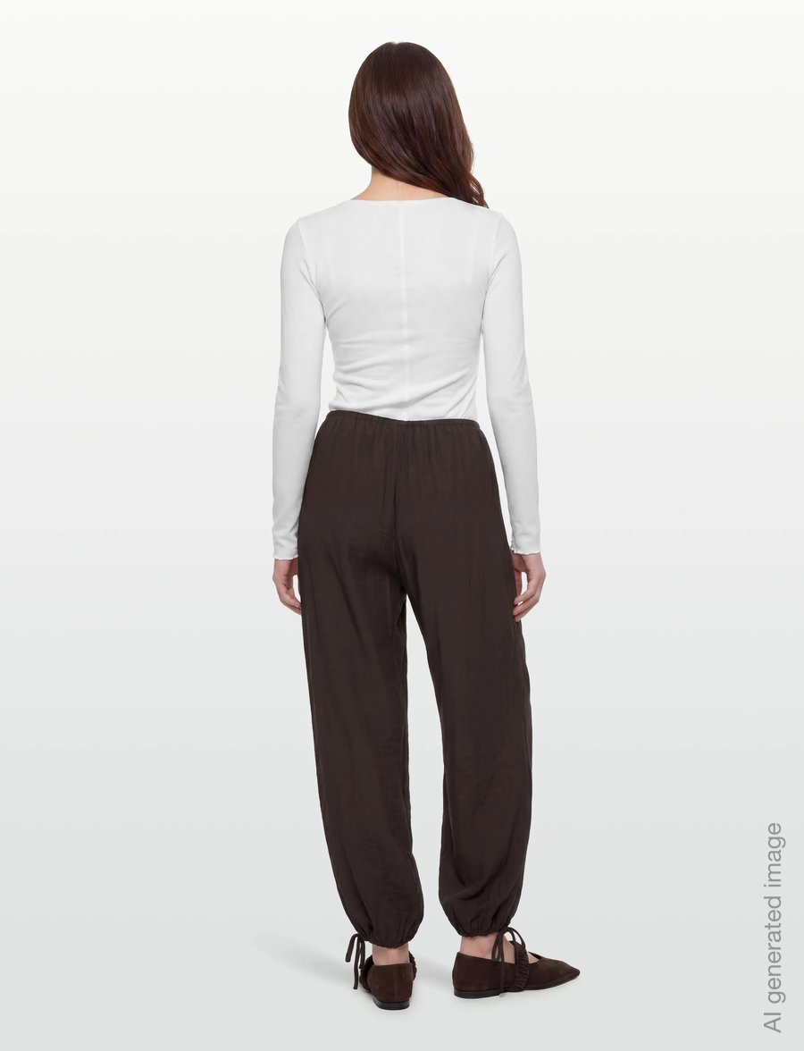 Gina Tricot - Sheer balloon trousers - barrel-bukser - dark brown (7180) - 4