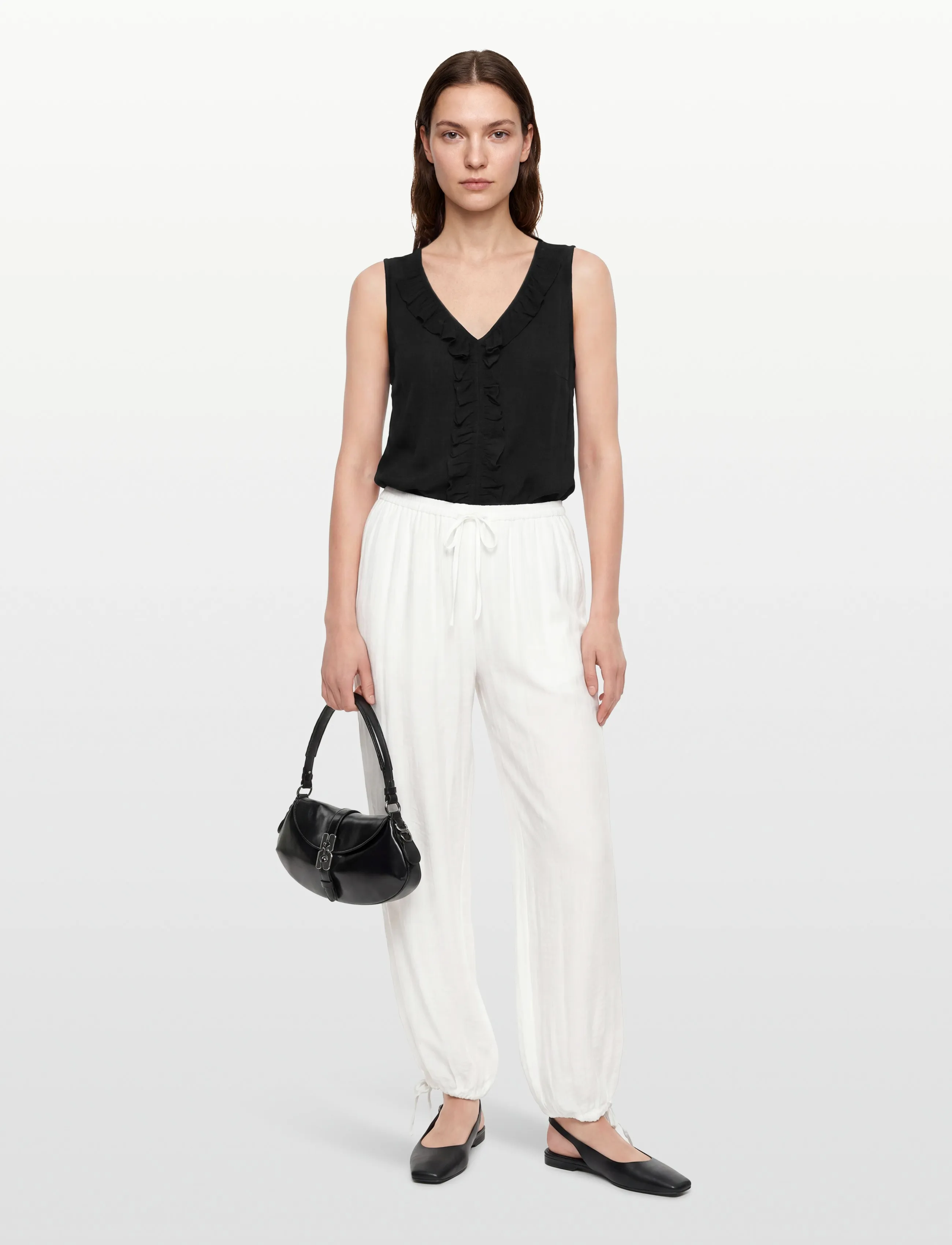 Gina Tricot Sheer Balloon Trousers, XL, White, Trousers > Barrel Trousers, Dame