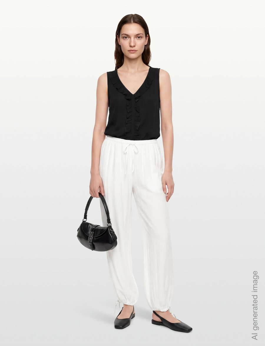Gina Tricot - Sheer balloon trousers - barrel trousers - white (1000) - 0