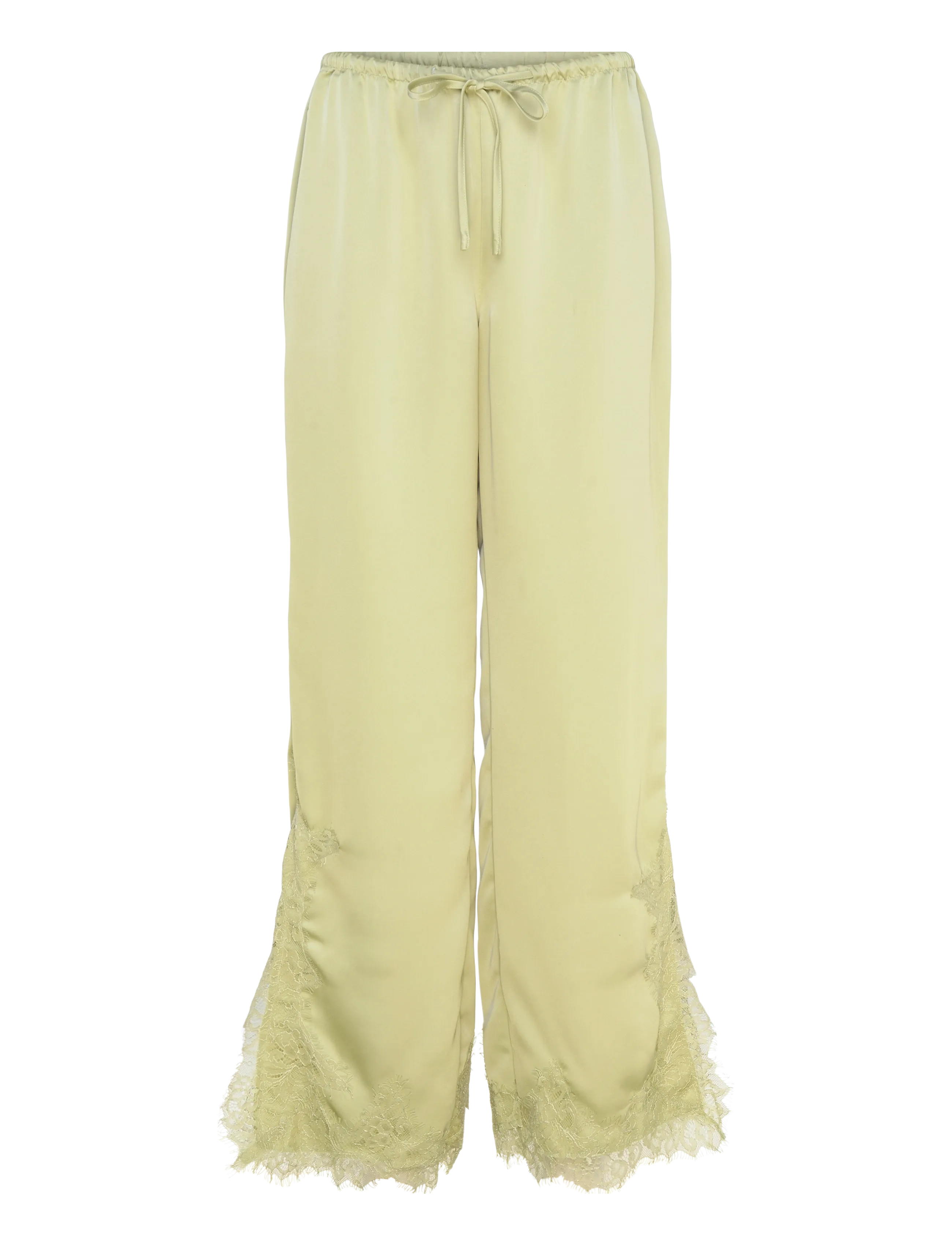 Gina Tricot Satin lace trousers - Vaatteet - GREEN GLOW (6050) / yellow