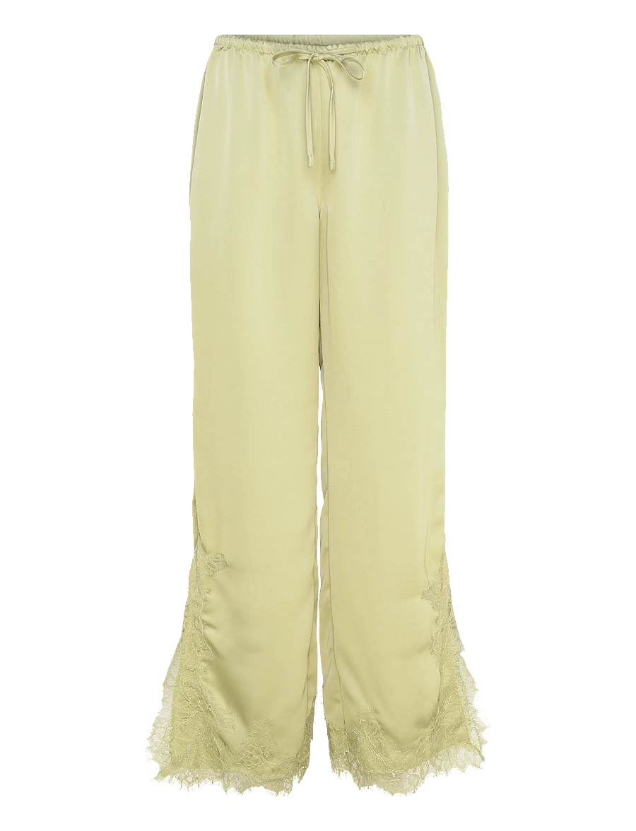 Gina Tricot - Satin lace trousers - hosen mit weitem bein - green glow (6050) - 0