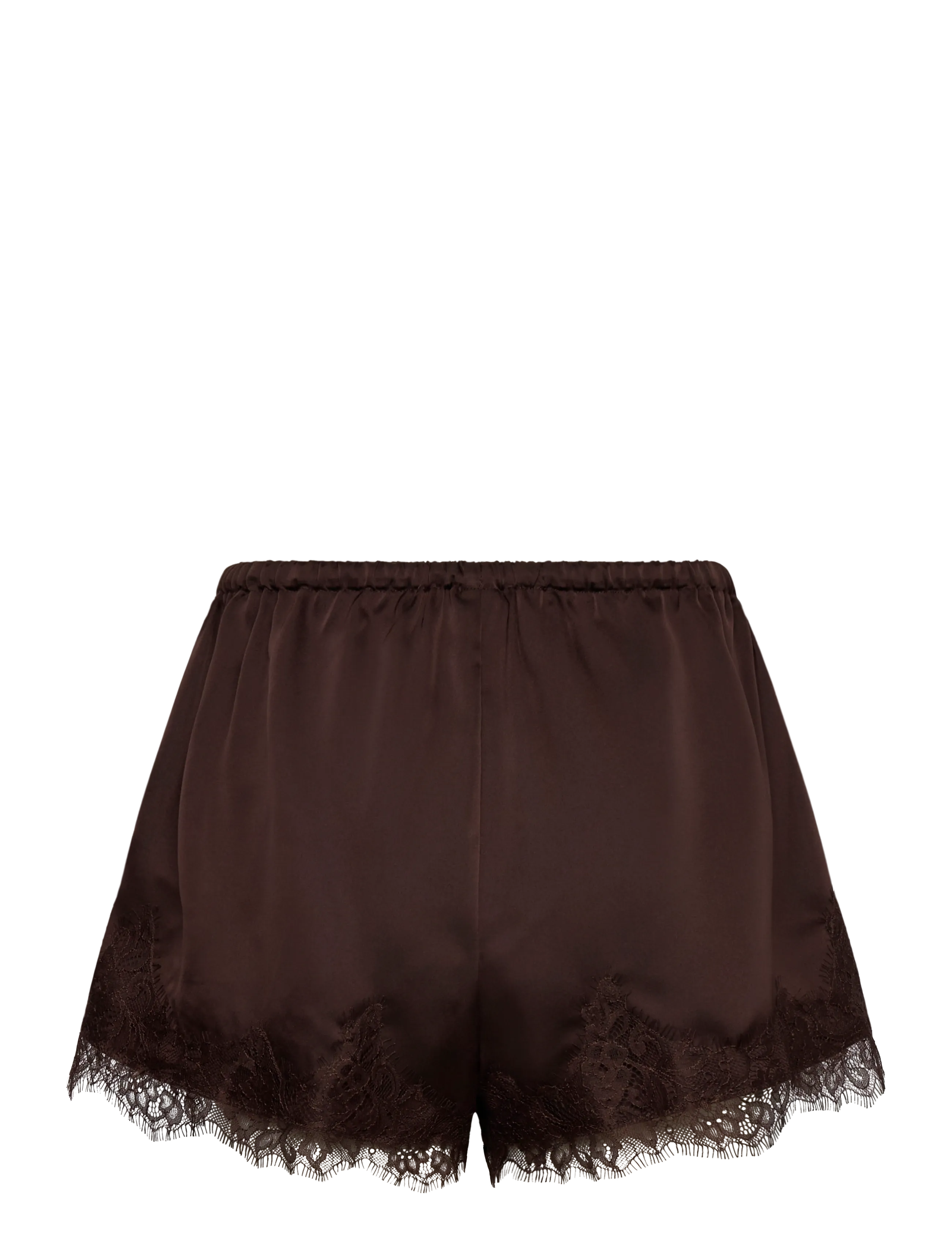 Gina Tricot - Satin lace shorts - shorts - dark brown (7180) - 1