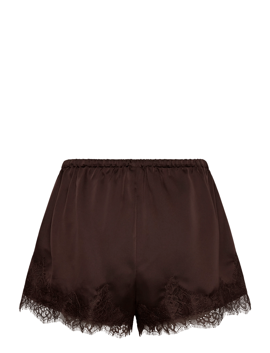 Gina Tricot - Satin lace shorts - shorts - dark brown (7180) - 1