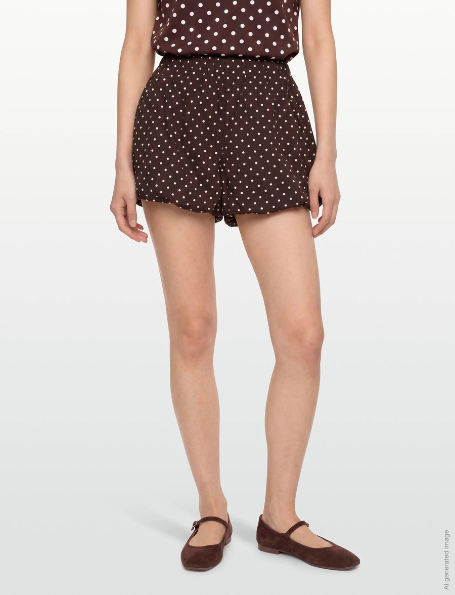 Gina Tricot - Mini balloon shorts - vabaaja lühikesed püksid - brown dot aop (7963) - 3