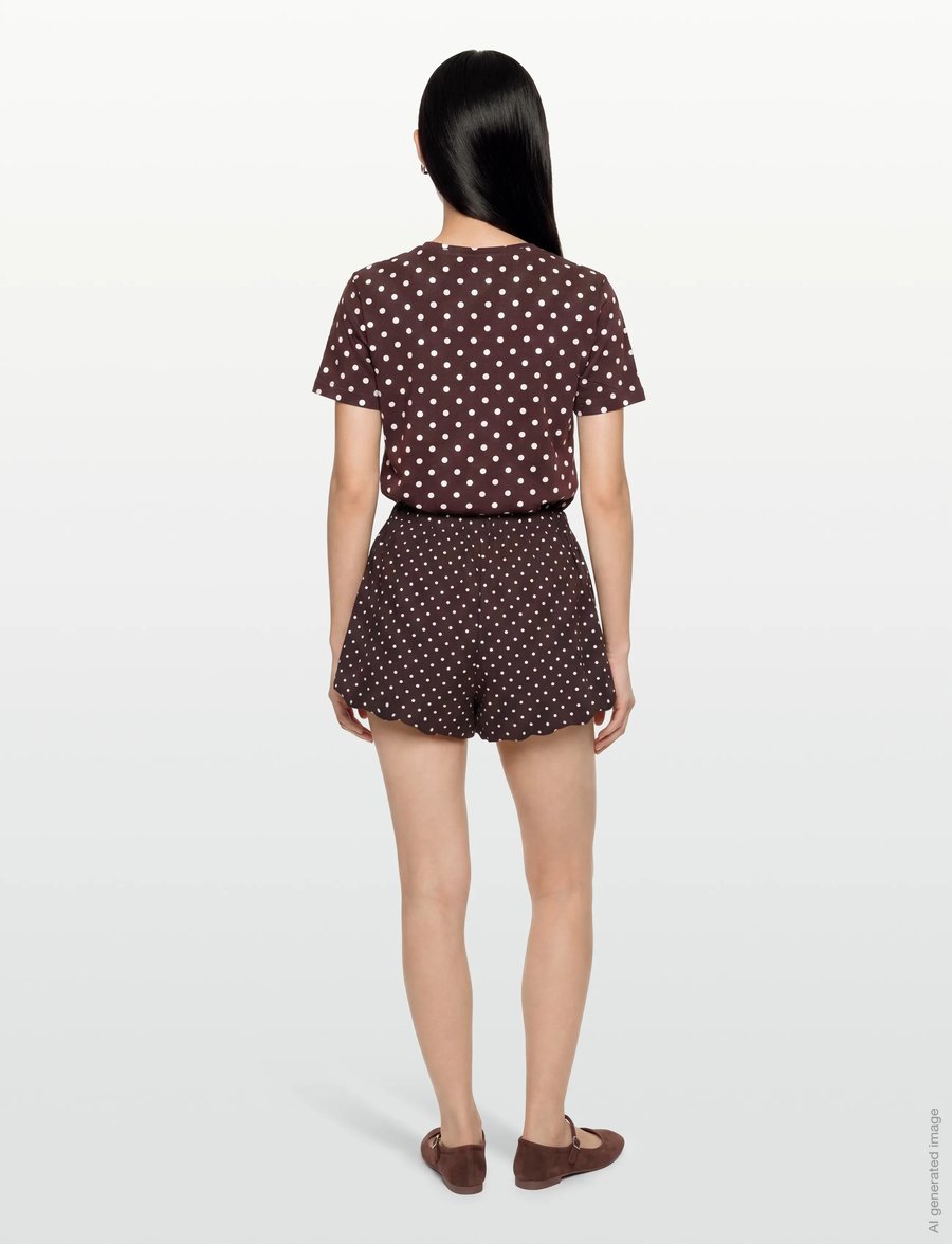 Gina Tricot - Mini balloon shorts - vabaaja lühikesed püksid - brown dot aop (7963) - 4