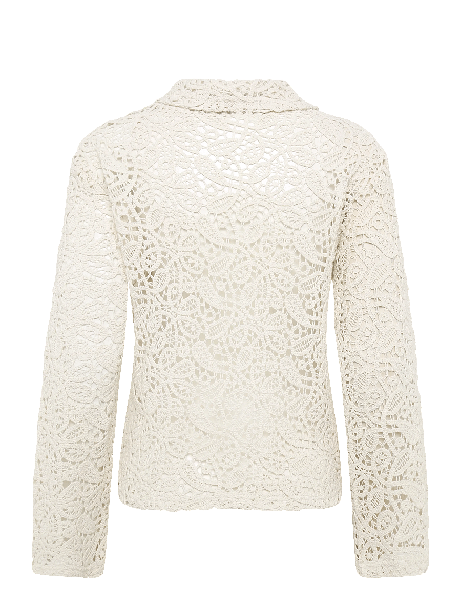 Gina Tricot - Knitted crochet shirt - cream (1047) - 1