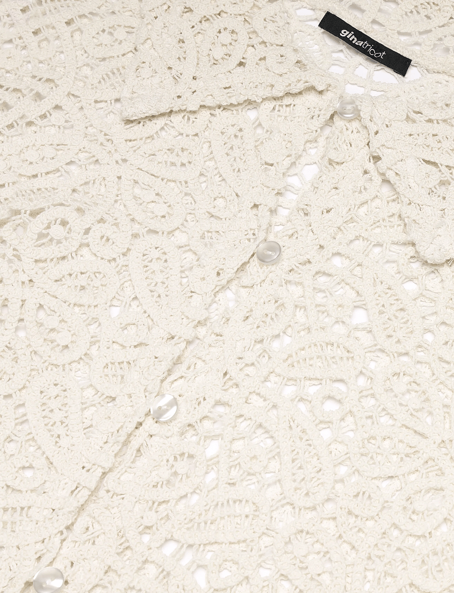 Gina Tricot - Knitted crochet shirt - cream (1047) - 2