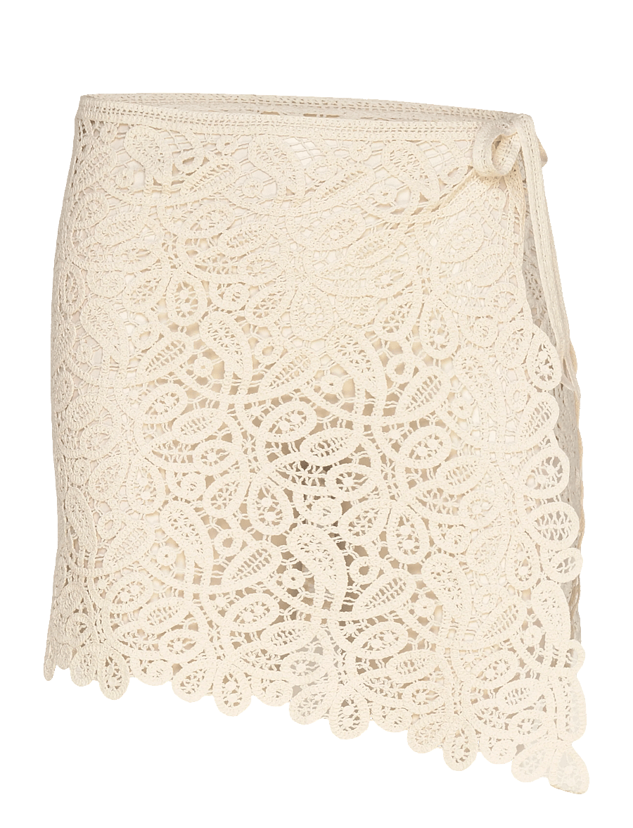 Gina Tricot - Knitted crochet apron skirt - strickröcke - cream (1047) - 0