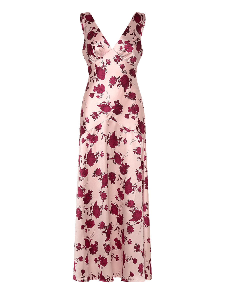 Gina Tricot - Sleeveless satin maxi dress - maxiklänningar - block flowers - 1