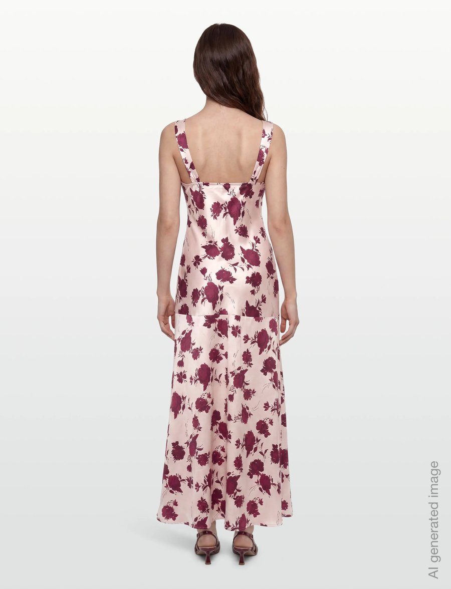 Gina Tricot - Sleeveless satin maxi dress - maxiklänningar - block flowers - 4