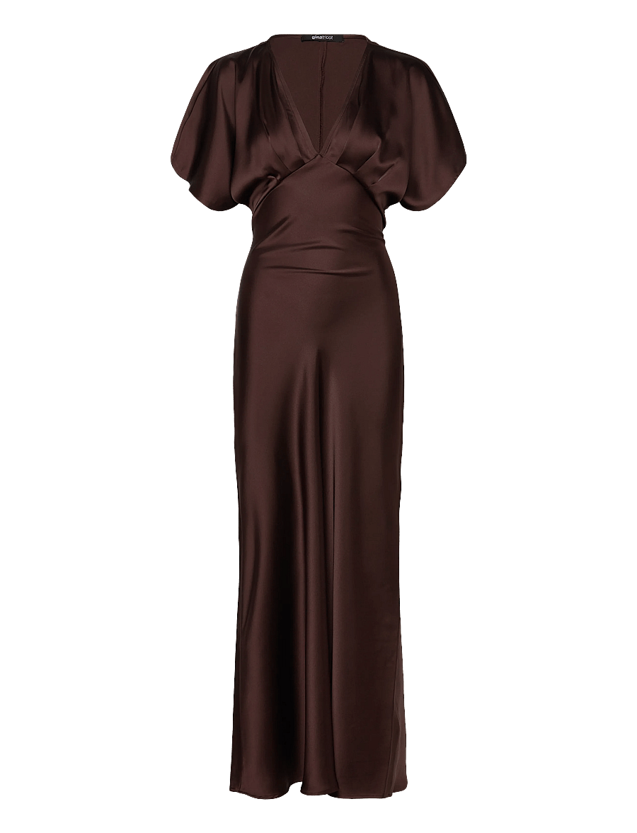 Gina Tricot - Satin maxi dress - aftenkjoler - brown - 0