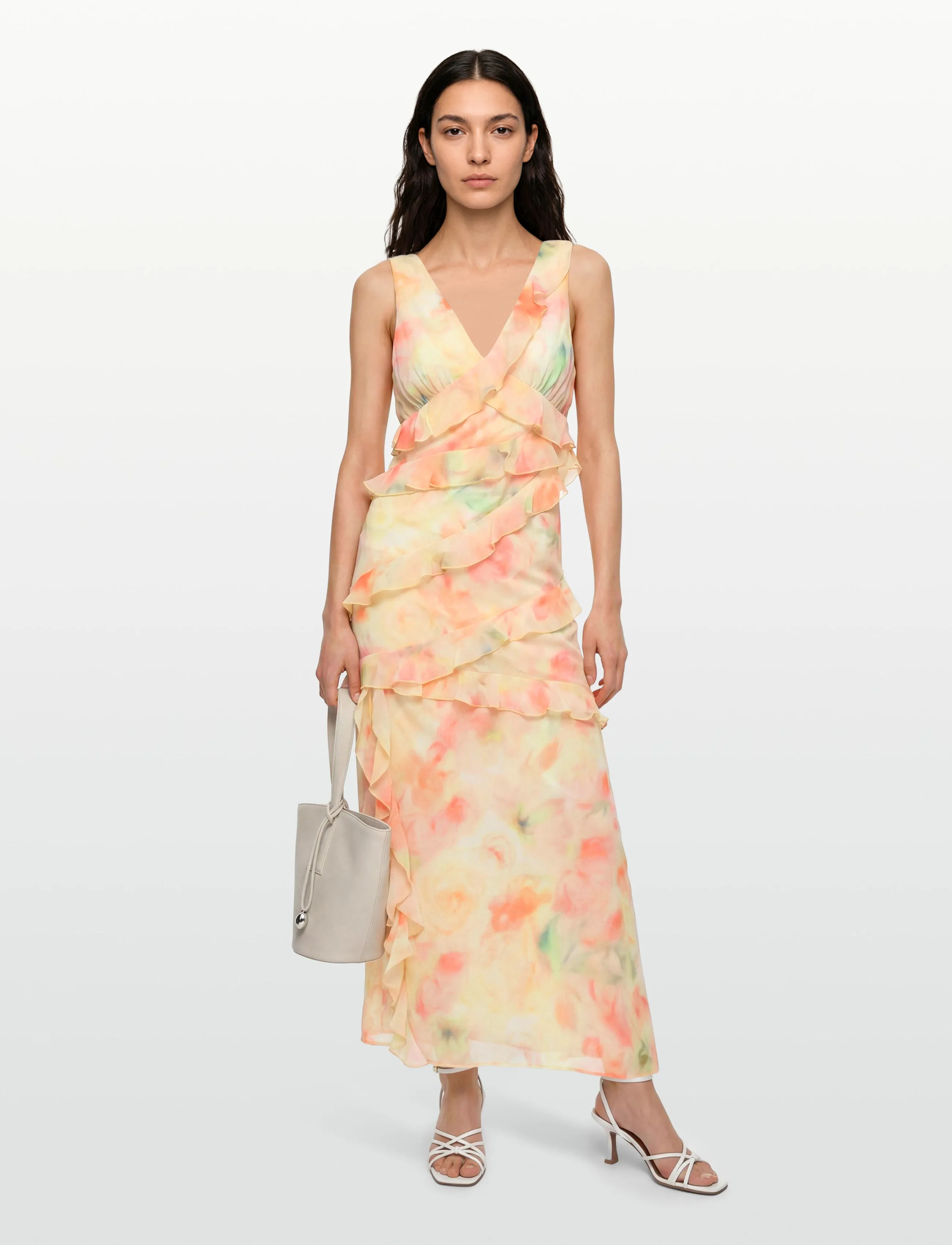 Gina Tricot Frill Maxi Dress, 38, Dresses, Creme - Frauen