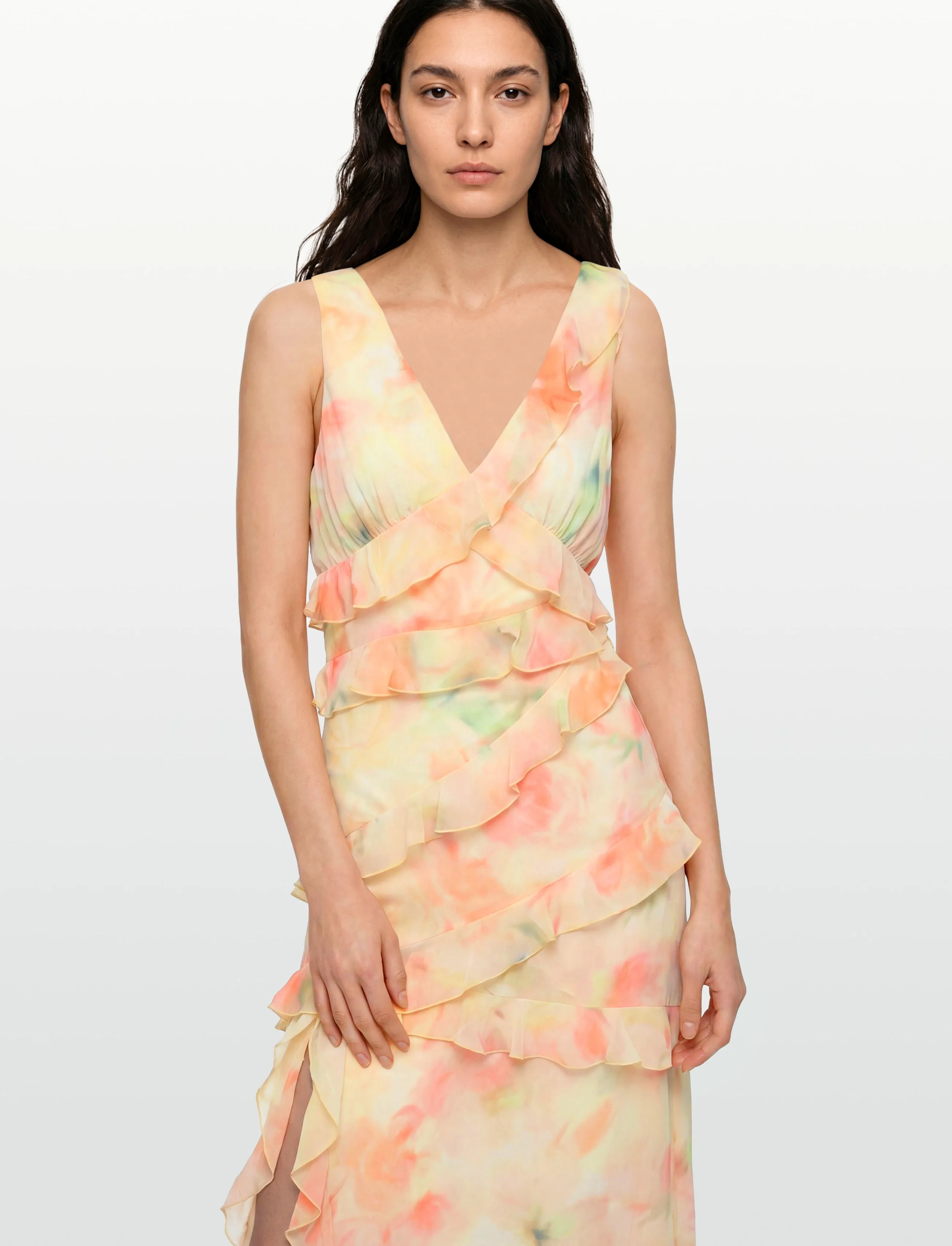 Gina Tricot - Frill maxi dress - watercolor flower (3591) - 3