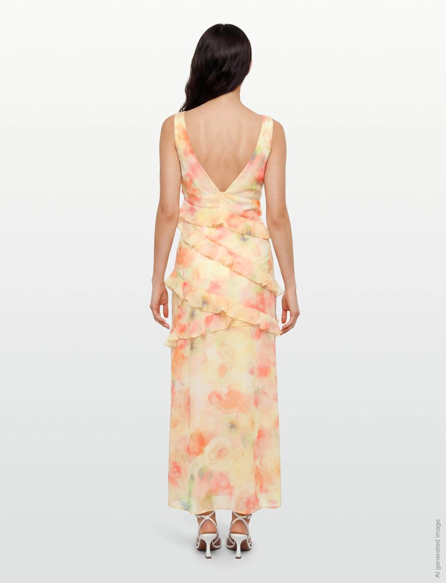Gina Tricot - Frill maxi dress - watercolor flower (3591) - 4