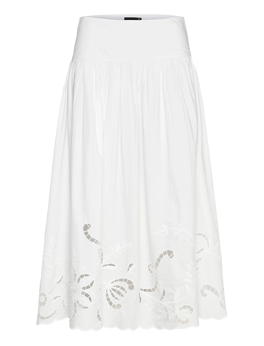 Gina Tricot - Poplin skirt - midi-röcke - white (1000) - 1
