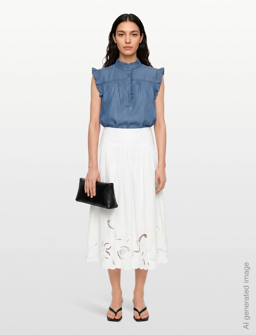 Gina Tricot - Poplin skirt - midi-röcke - white (1000) - 0