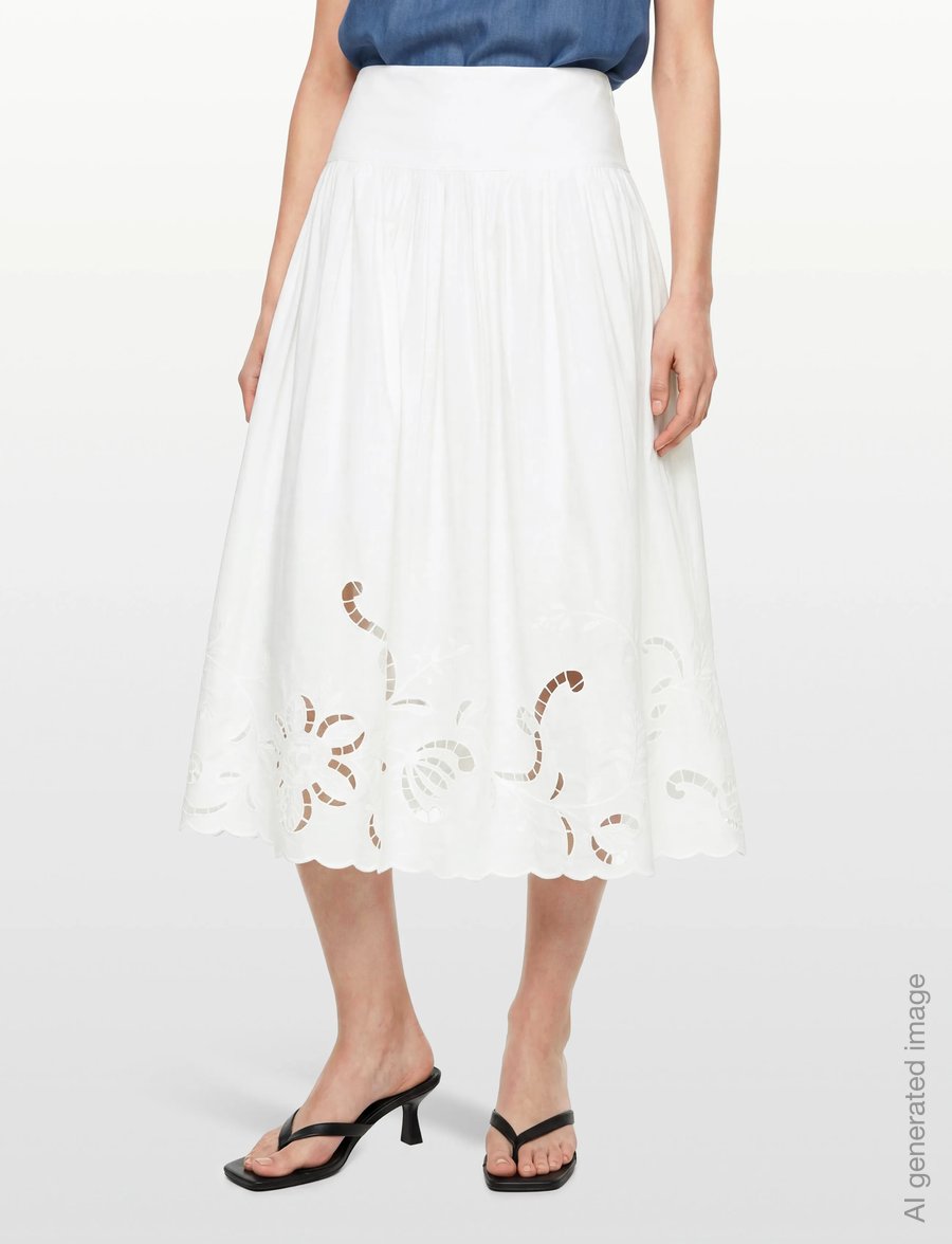 Gina Tricot - Poplin skirt - midi-röcke - white (1000) - 3